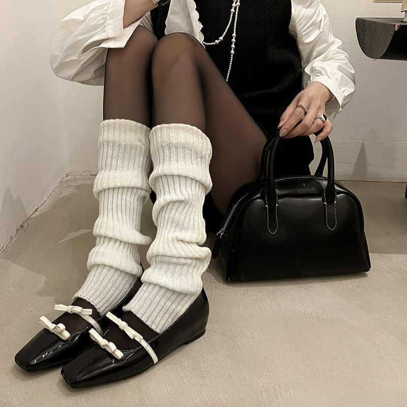 Karin Luna In Stock Spot Goods  Hot-Selling Element Bowknot Square-Toe Color-Block Height-Increasing Flats