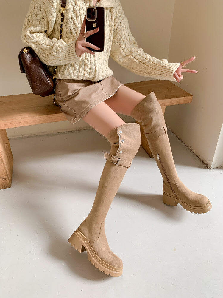 Karin Luna has prepared stock  Main Push Main Push  Hot-selling Large Sole Self-flowing Foldable Round Toe Over-the-Knee Boots