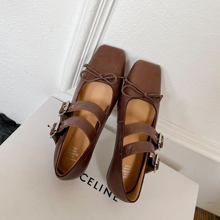Karin Luna Future Sense silver~Spot Goods Spot Goods Hot-selling Bowknot Retro Belt Buckle Ballet Mary Jane Shoes