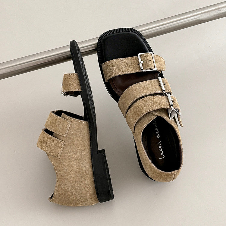 Karin Luna In Stock Spot Goods   Casual Belt Buckle Thick-soled Versatile Sandals