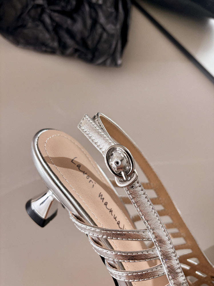 Karin Luna In Stock Spot Goods  Purely Handmade Flowers High-end Hollow Out Sandals