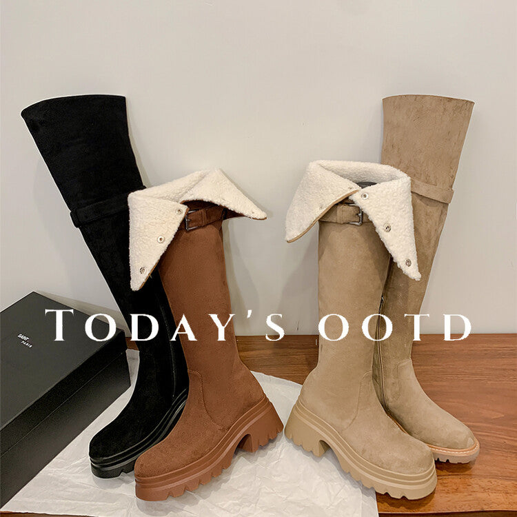 Karin Luna has prepared stock  Main Push Main Push  Hot-selling Large Sole Self-flowing Foldable Round Toe Over-the-Knee Boots