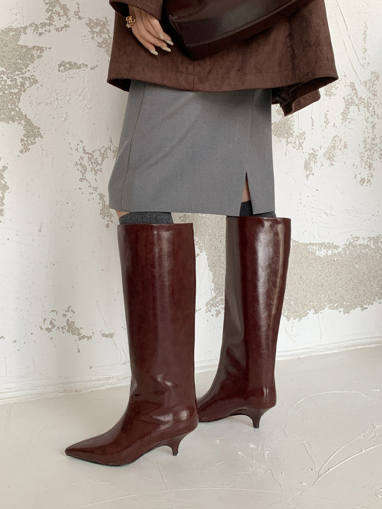 Karin Luna In Stock In Stock    Stunning Elegant Style Kitten Heel Straight Long Boots