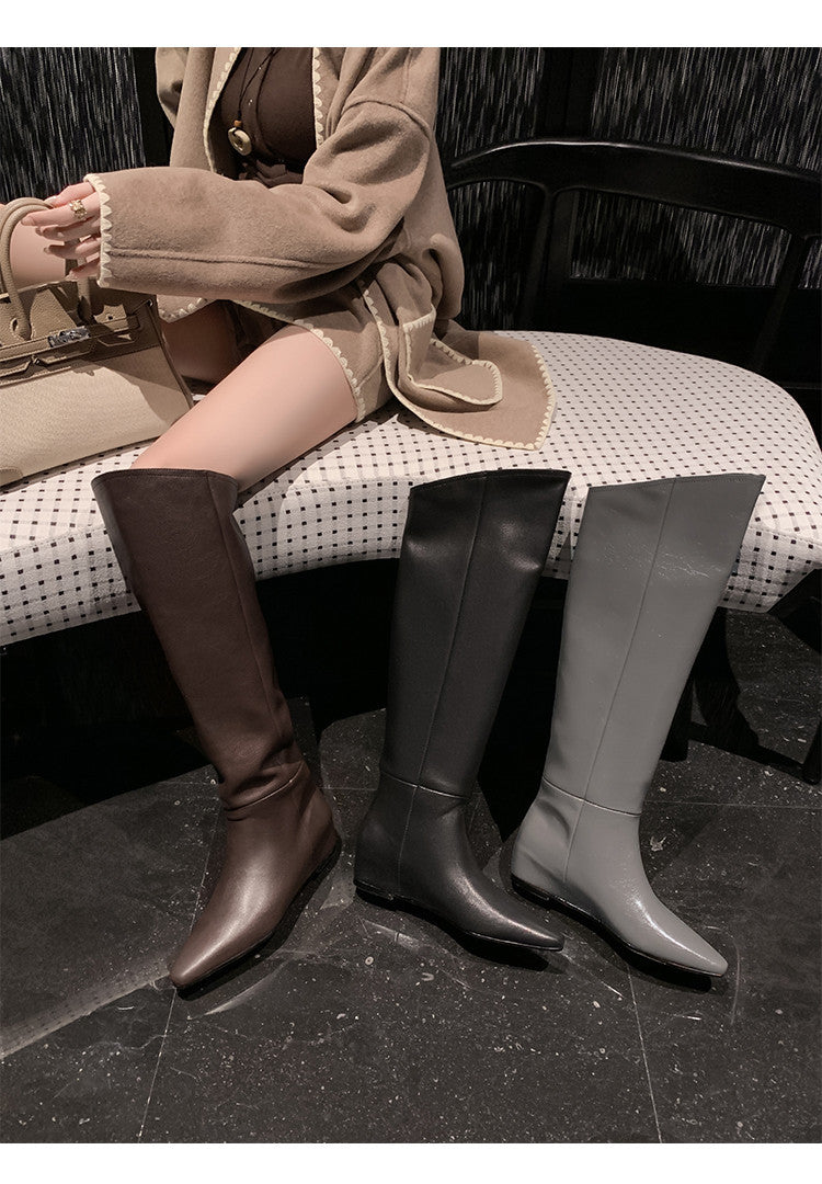 Karin Luna Elegant Style Slanted Inner Height-Increasing Long Boots