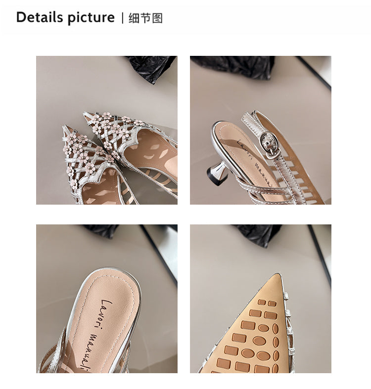Karin Luna In Stock Spot Goods  Purely Handmade Flowers High-end Hollow Out Sandals