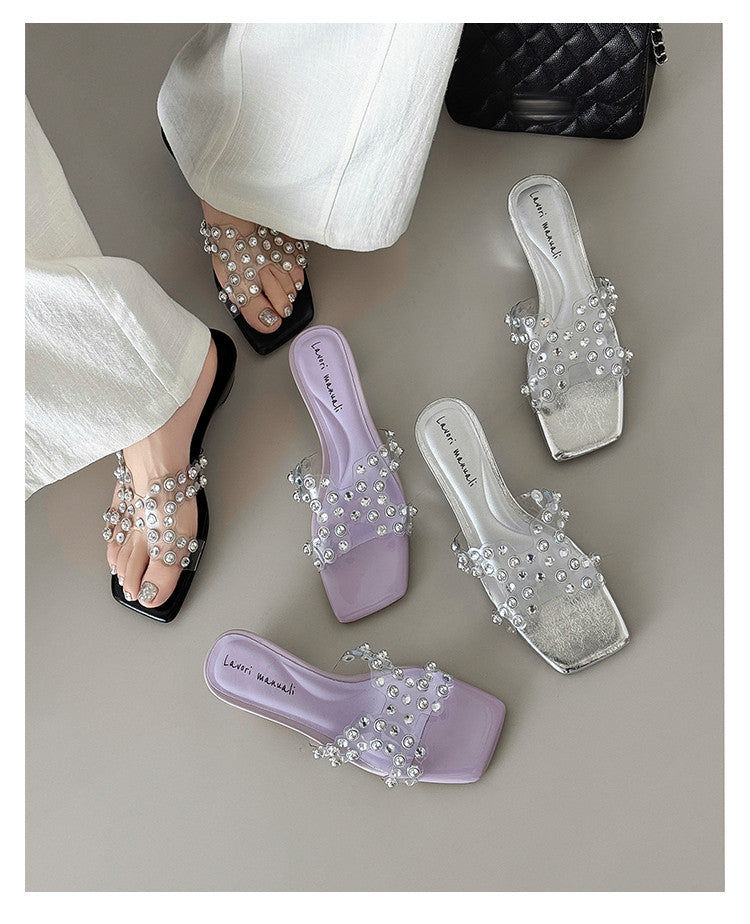 Karin Luna In Stock Spot Goods Classic versatile transparent sequin slippers
