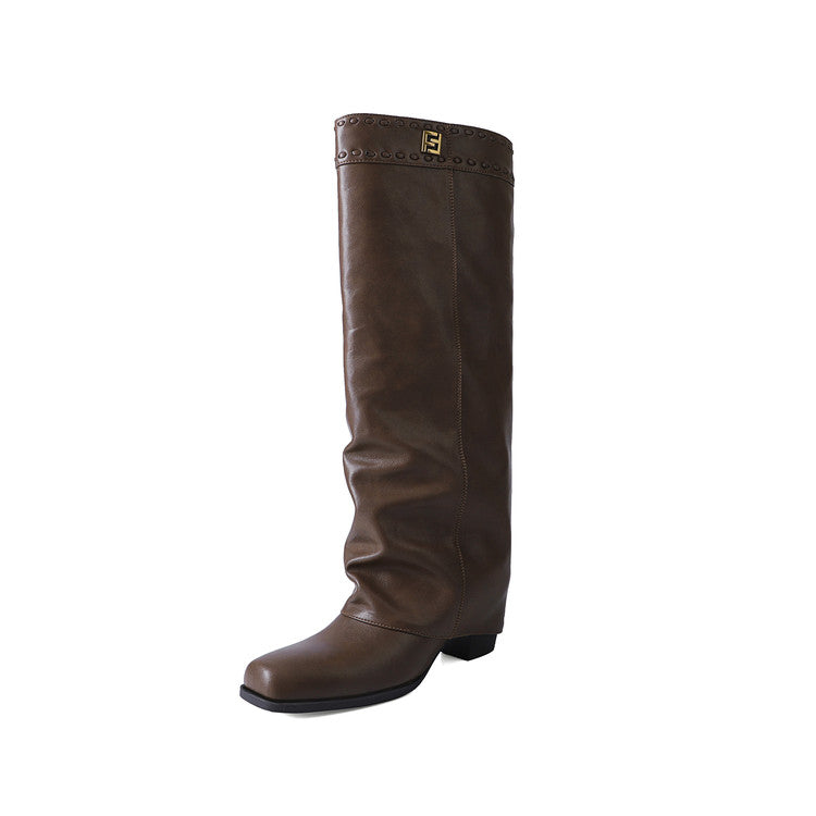 Karin Luna In Stock In Stock European and American Style Square Toe Thick Sole Long Boots