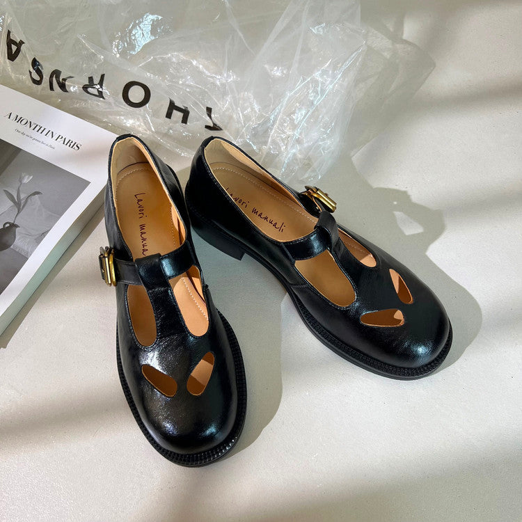 Karin Luna In Stock Spot Goods Minimalist Retro British Style Irregular Hollow Single Shoes