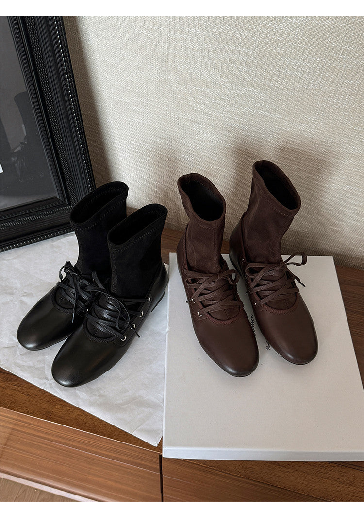 Karin Luna Round Toe Internal Height Increase Lace-up Ankle Boots