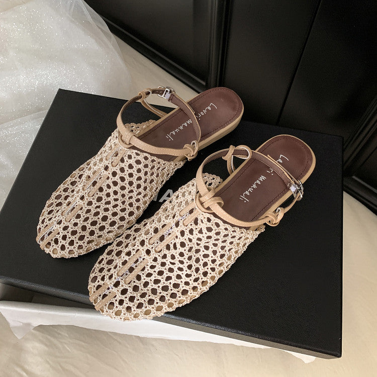 Karin Luna In Stock Spot Goods  Resort Style Series~Casual woven closed-toe flat sandals