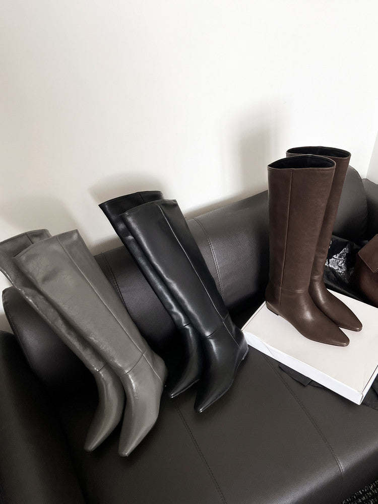 Karin Luna Elegant Style Slanted Inner Height-Increasing Long Boots