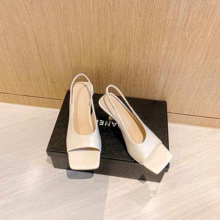 Karin Luna Classic Style Square Toe Open Toe French Retro Sandals