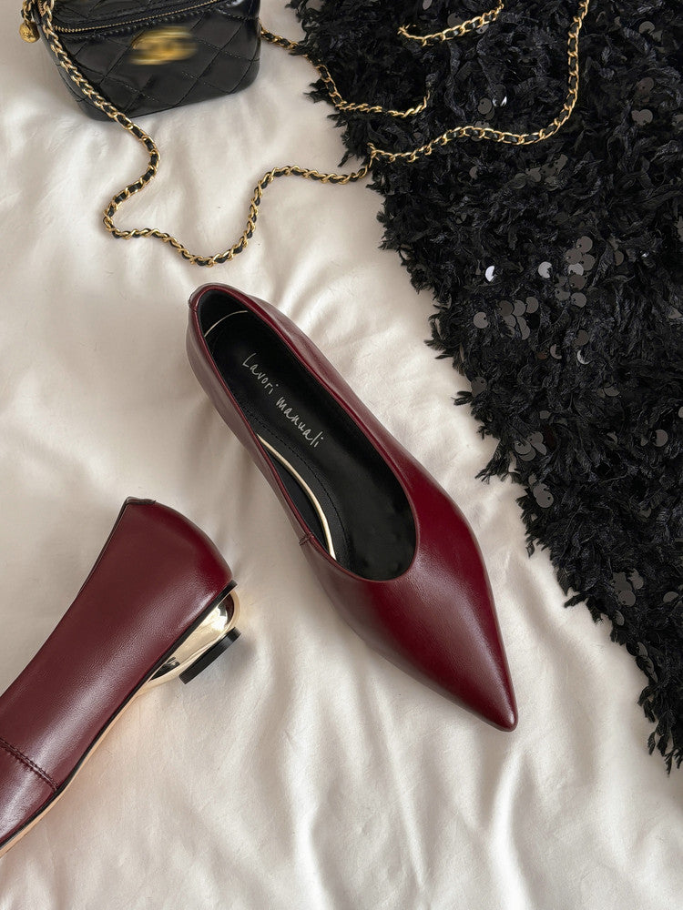 Karin Luna In Stock Spot Goods Classic three-color pointed toe metal heel shoes