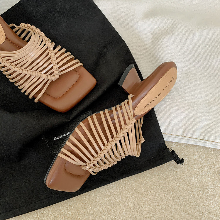 Karin Luna Bestseller Woven Vacation Style Series~ Elegant High Heel Slippers