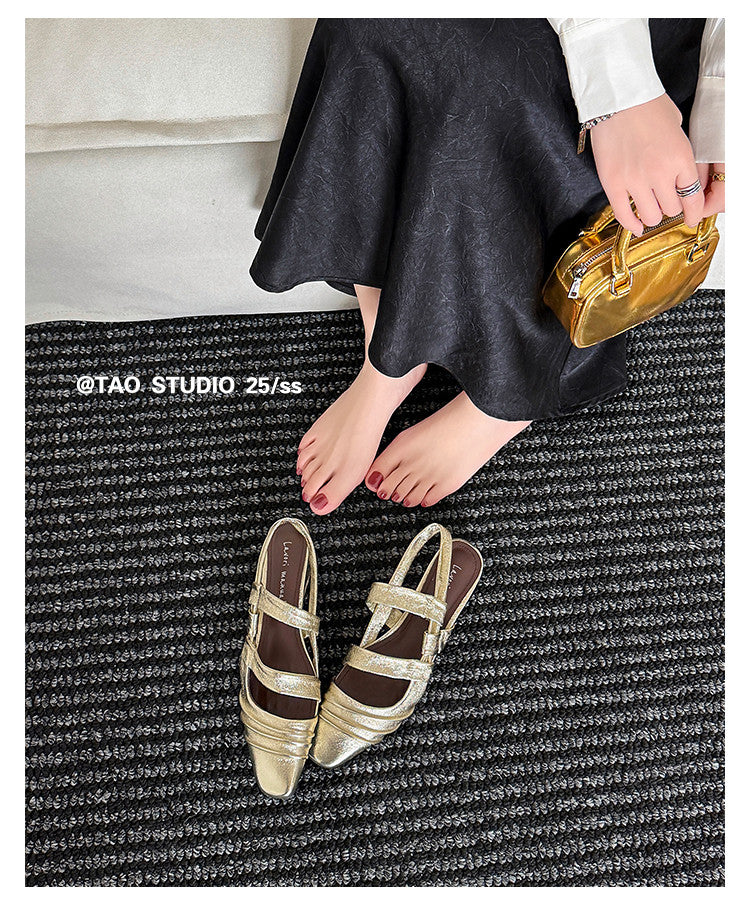 Karin Luna In Stock In Stock Minimalist Soft Upper Small Square Toe Chunky Heel Sandals