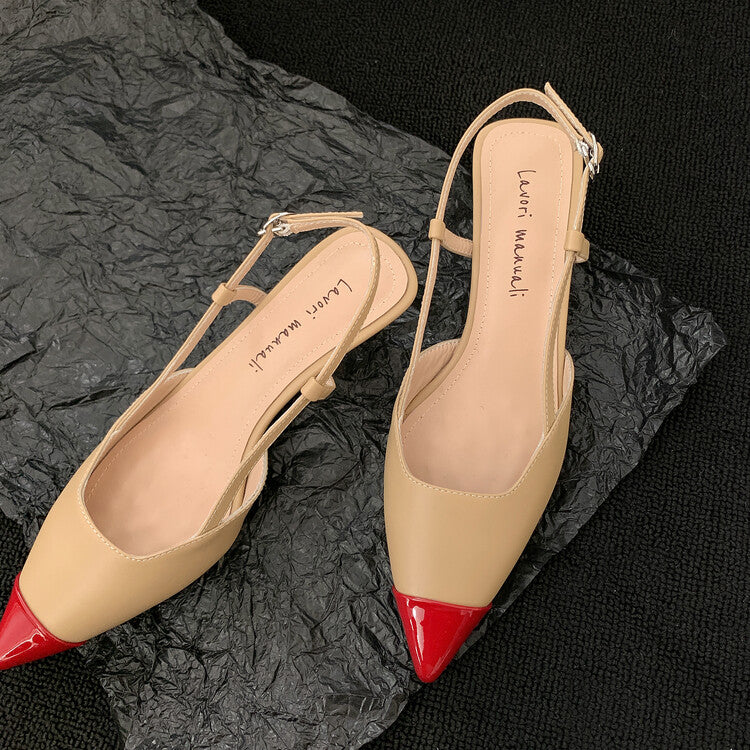 Karin Luna In Stock 24New Year's stock is now available Color Block Pointed Toe Full Leather Sandals