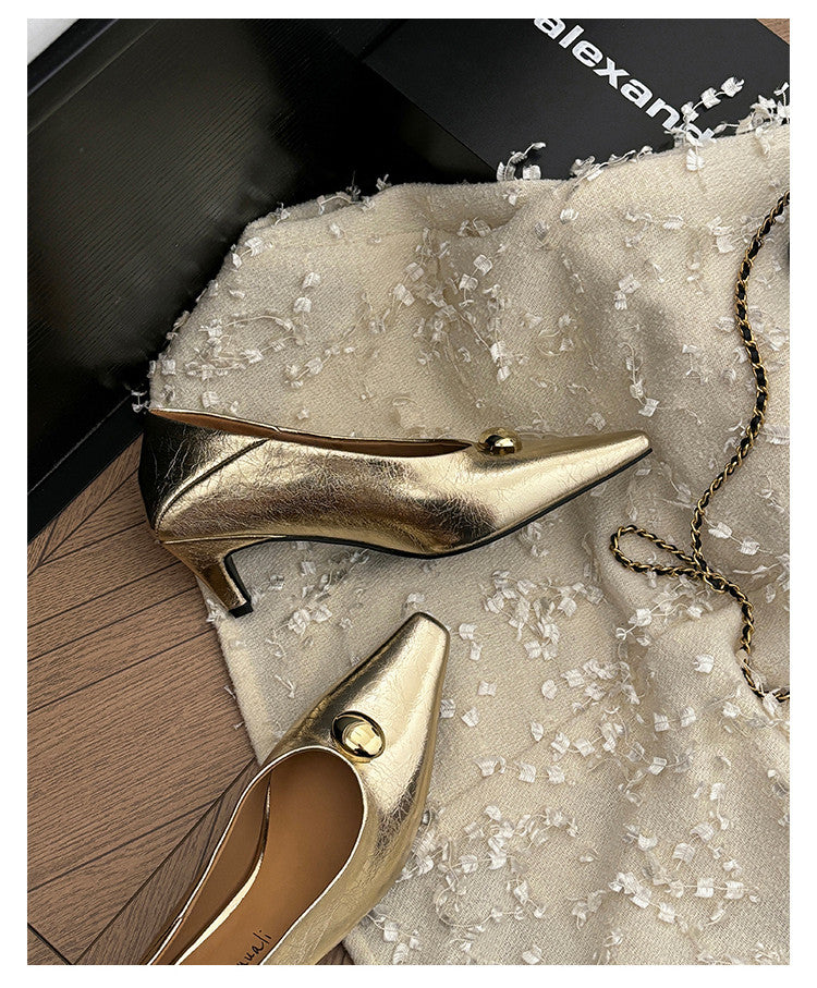Karin Luna In Stock In Stock ~Basic Versatile French Style Small Square Toe Shallow Mouth Single Shoes