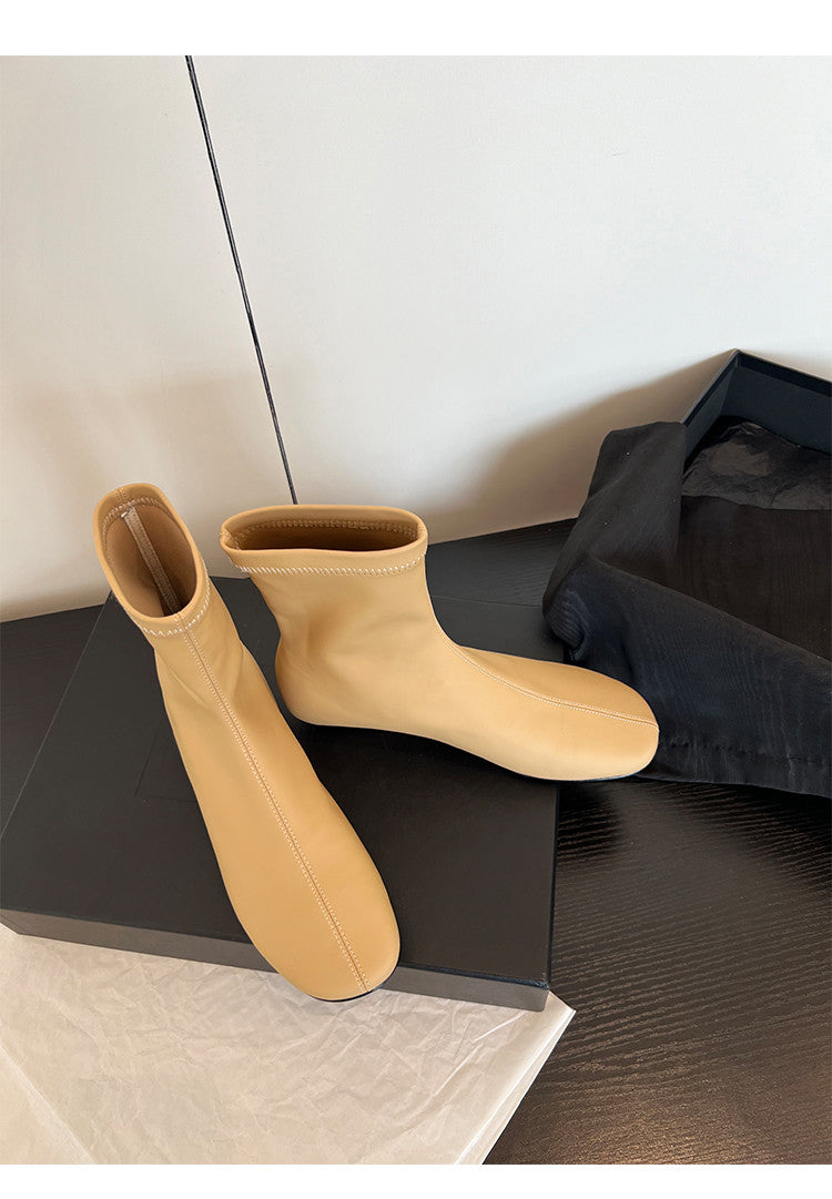 Karin Luna In Stock Spot Goods Round Toe Basic Stretch Slim Short Boots