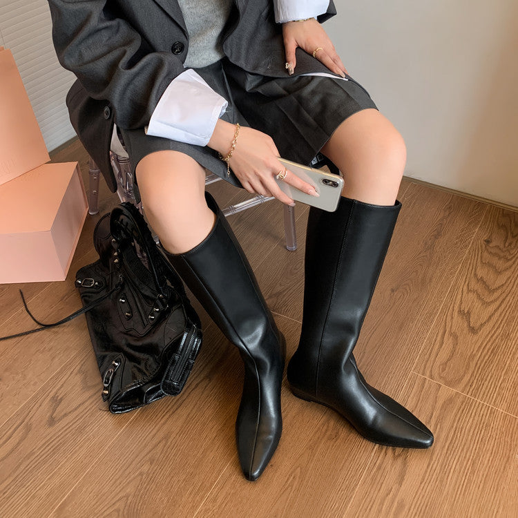 Karin Luna In Stock  In-stock Square Toe Straight Slip-on Long Boots