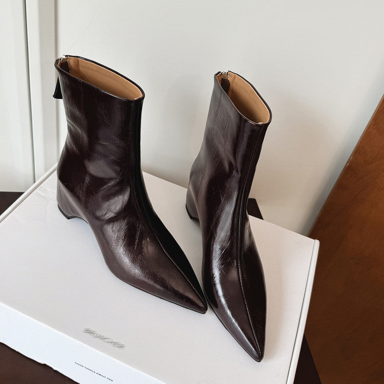 Karin Luna Versatile Elegant Style Pointed Toe Hidden Wedge Short Boots