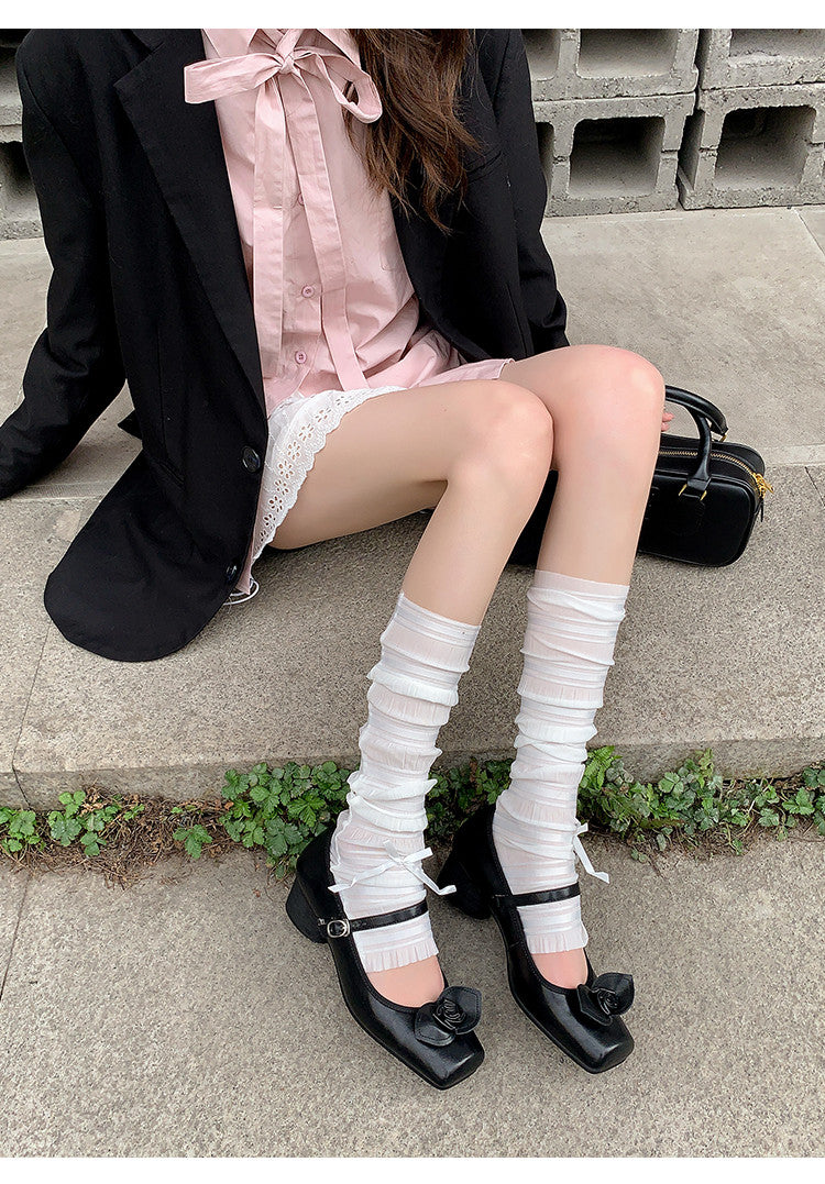 Karin Luna In Stock Spot Goods  Vintage Three-Dimensional Camellia Square-Toed Mary Jane Shoes