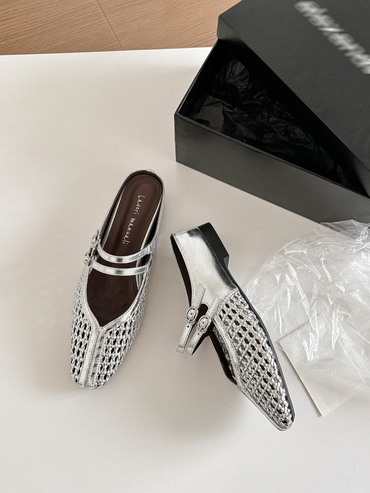Karin Luna In Stock Spot Goods Hollow Woven One-Strap Closed-Toe Slippers