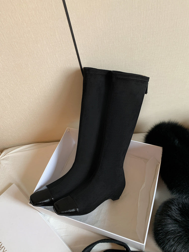 Karin Luna In Stock In Stock Patchwork Long Boots Elegant Versatile