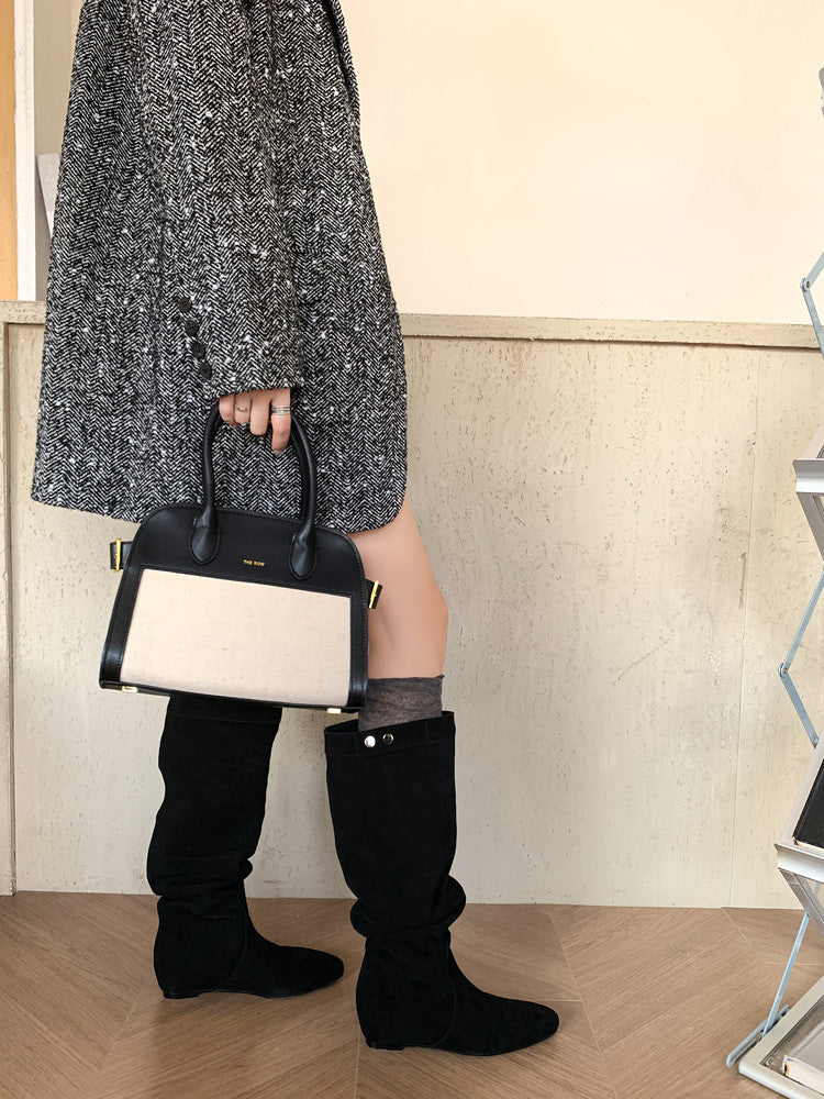 Karin Luna In Stock Spot Goods  Bestselling Suede Leather Sold Out Fast: Pile of Matte Inner Height-Increasing Western Boots