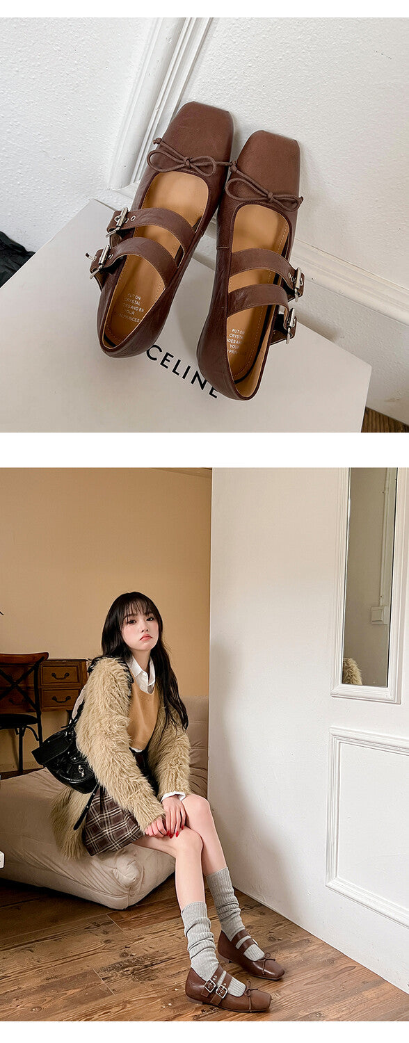 Karin Luna Future Sense silver~Spot Goods Spot Goods Hot-selling Bowknot Retro Belt Buckle Ballet Mary Jane Shoes