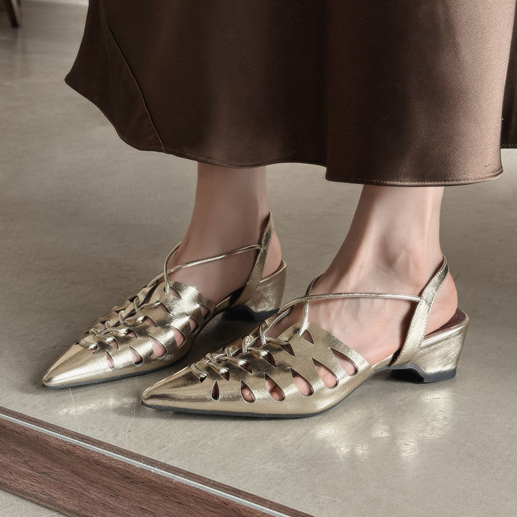 Karin Luna Braided Style ~Cross-woven Pointed Toe Closed-toe Sandals