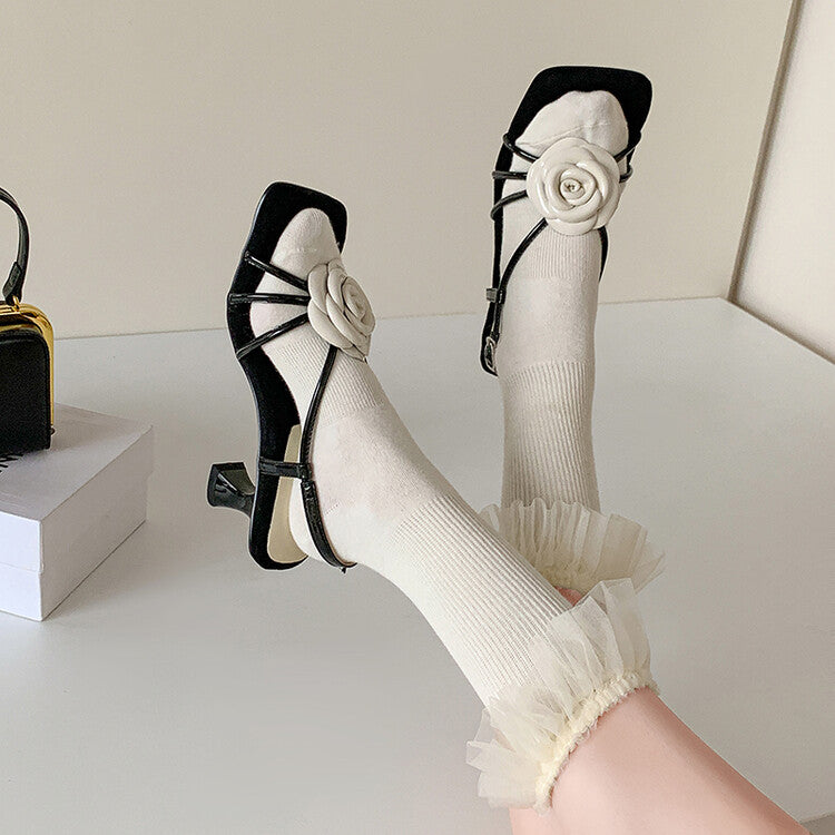 Karin Luna Exquisite Camellia ~French Retro Open-Toe Sandals