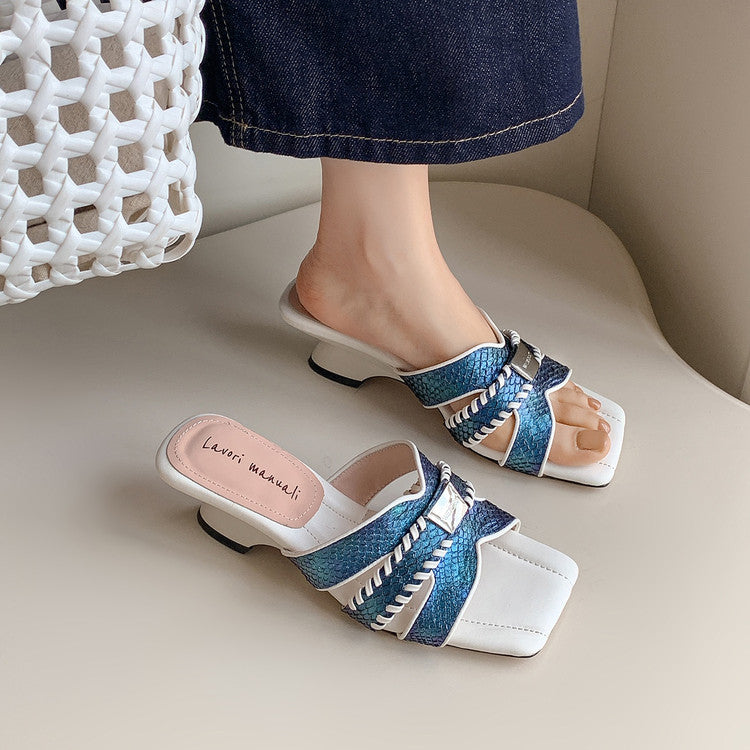 Karin Luna Fish Skin Series~ Hot-selling Square-Toe Slippers with Built-in Traffic
