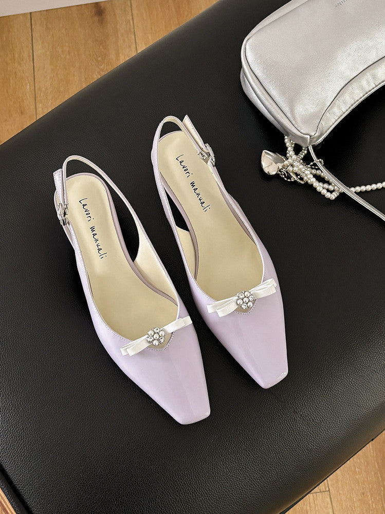 Karin Luna In Stock In Stock Sweet Bowknot Small Square Toe Chunky Heel Closed-toe Elegant Retro Sandals