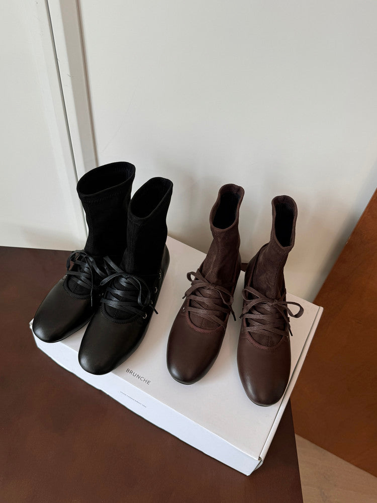 Karin Luna Round Toe Internal Height Increase Lace-up Ankle Boots