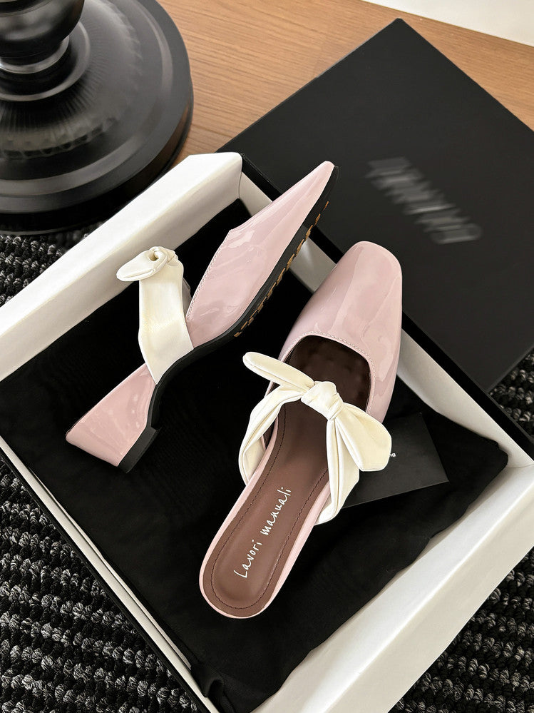 Karin Luna In Stock In Stock  Fluffy feel Bowknot Closed-Toe Slippers