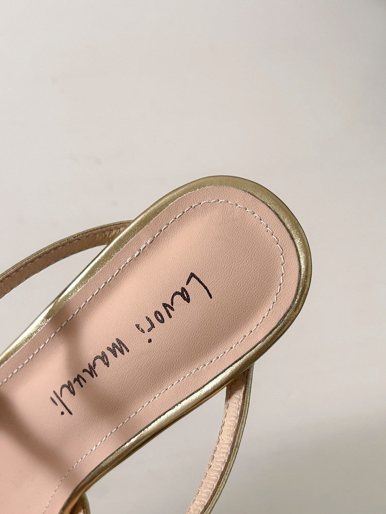 Karin Luna French Retro Square Toe Wrap Strap Open-Toe Slippers