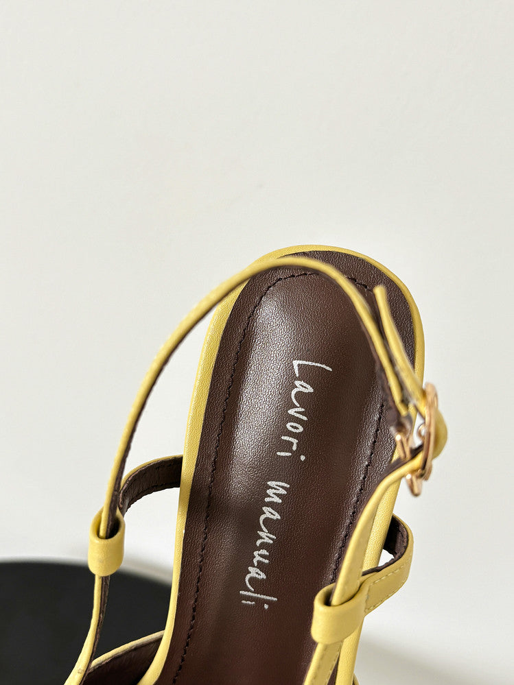 Karin Luna In Stock Spot Goods Braided Style Elegant Thin Heel Pointed Toe Closed-Toe Sandals