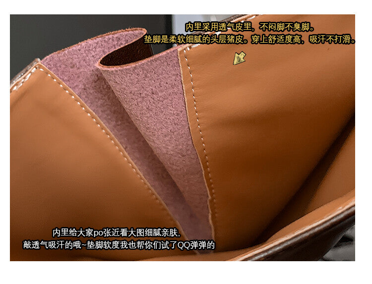 Karin Luna Full Cowhide  miumiu Popular Round Toe Thick Sole Beautiful and height-increasing