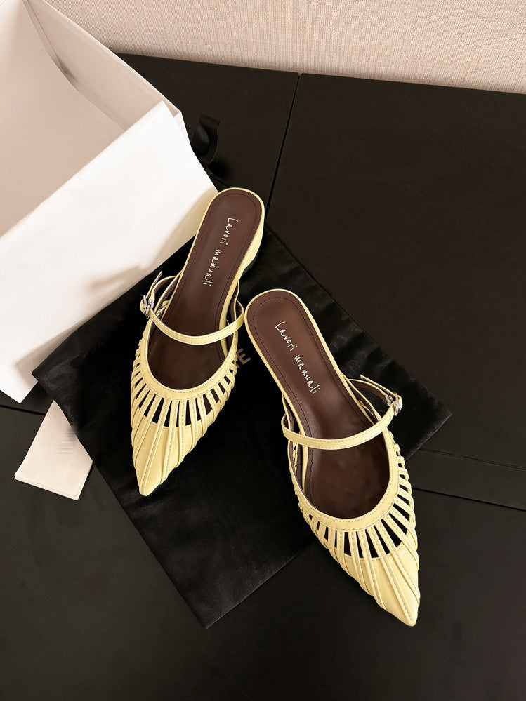Karin Luna Casual Feel~In stock Pointed Toe Hollow Design Note Pointed Toe Slippers