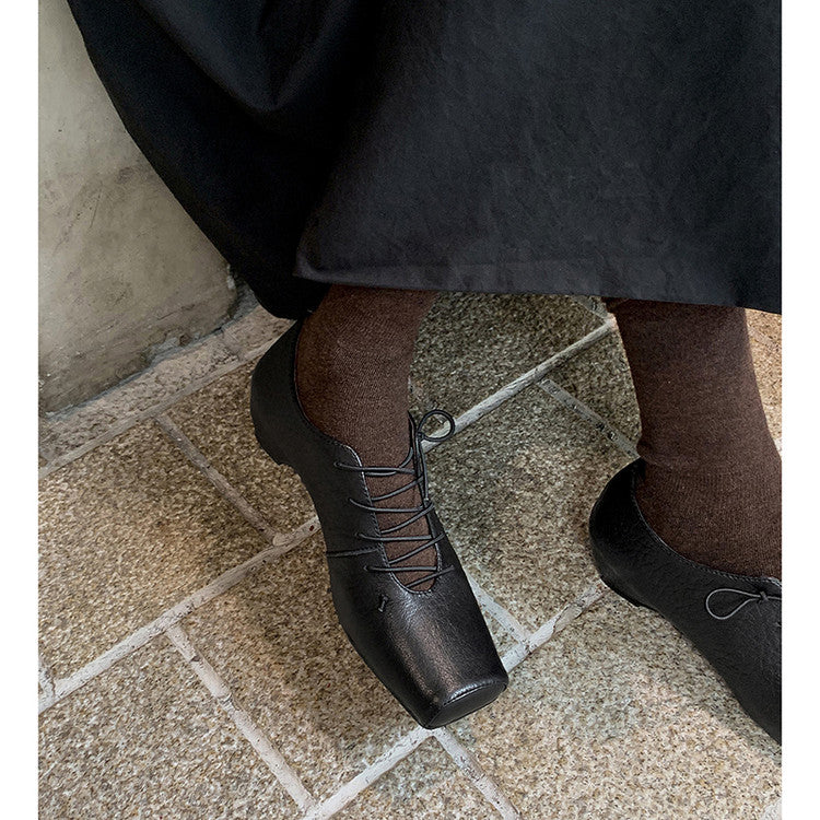 Karin Luna In Stock Spot Goods Elephant Pattern Series~Square-Toed Old Money Style Internal Height-Increasing Flats