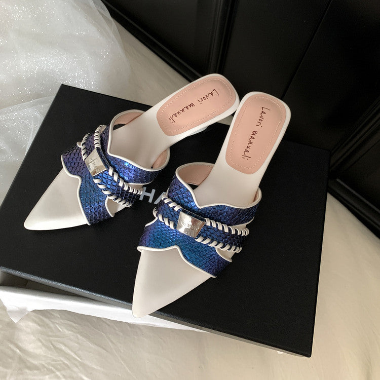 Karin Luna Fish Skin Series~Minimalist Pointed Toe Hot-Selling Unique Heel Slippers