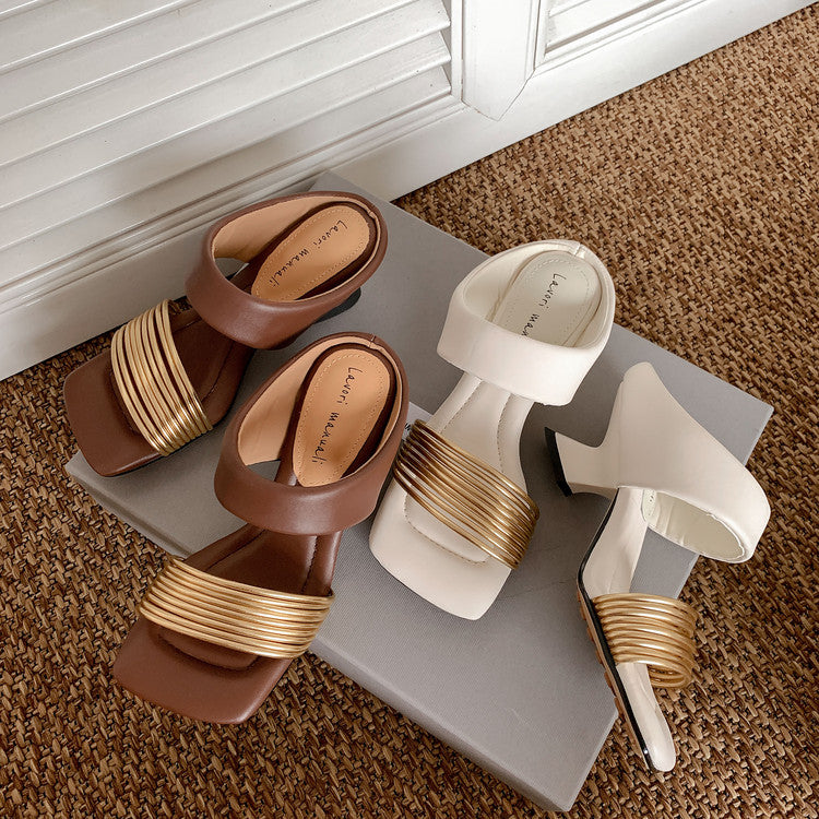 Karin Luna In Stock In Stock Minimalist Style Square-Toed Elegant Slippers
