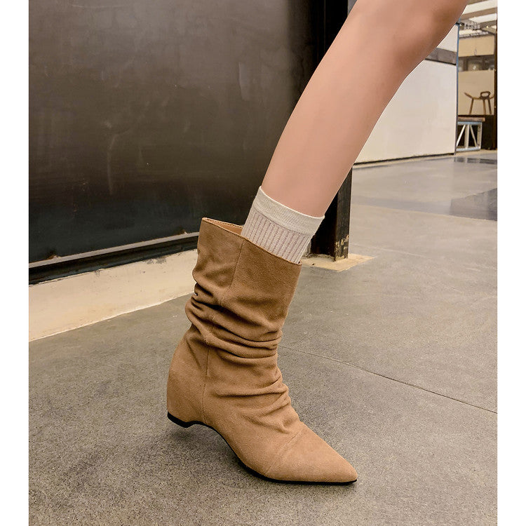Karin Luna Data Hot-Selling Pointed Toe Slouchy Matte Western Short Boots
