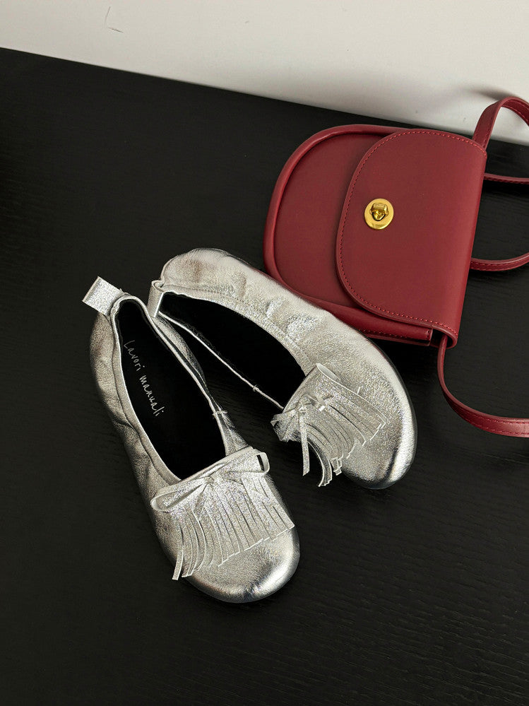Karin Luna In Stock Spot Goods   Tassel Round Toe Hidden Wedge Mary Jane Shoes
