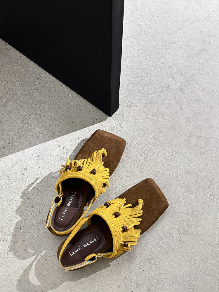 Karin Luna  Tassel Series~Spot Goods  In-stock Clip-toe Square Toe Sandals