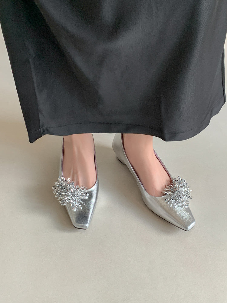 Karin Luna In Stock Spot Goods Exquisite Fireworks Buckle Small Square Toe Chunky Heel Commuter Shoes