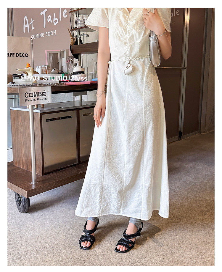 Karin Luna In Stock  Spot Goods  Unique Square-Toe Pleated Lace Sandals