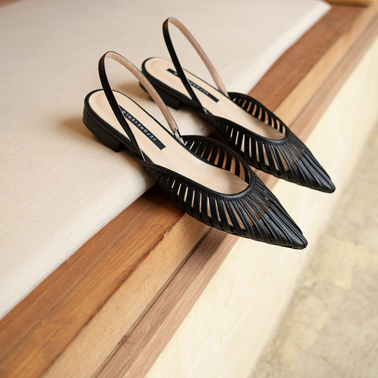 Karin Luna Bestseller Spot Goods French Retro Style Thin Strap Flat Heel Closed Toe Slippers