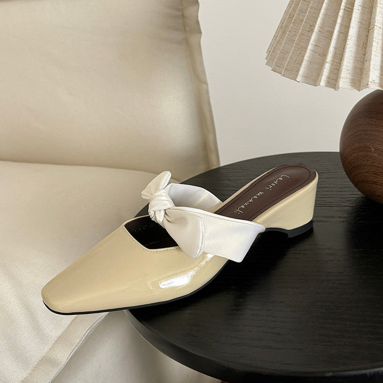 Karin Luna In Stock In Stock  Fluffy feel Bowknot Closed-Toe Slippers