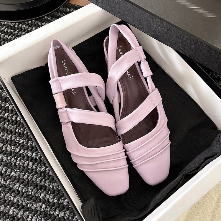 Karin Luna In Stock In Stock Minimalist Soft Upper Small Square Toe Chunky Heel Sandals